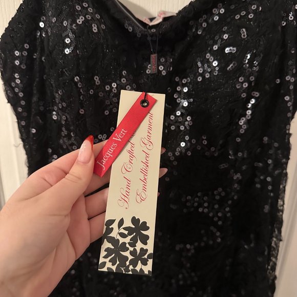 Jaques Vert Sequin Black Dress (Size 16) - Picture 4 of 16
